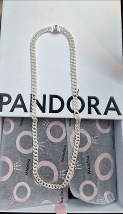 Pandora Cuban Chain Sterling Silver Necklace and Bracelet Set