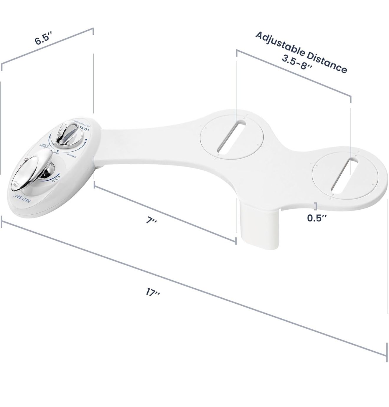 LUXE Bidet NEO 320 - Warm Water, Dual Nozzle, Self-Cleaning, Non-Electric Bidet Attachment for Toilet Seat, Adjustable Water Pressure, Rear & Feminine