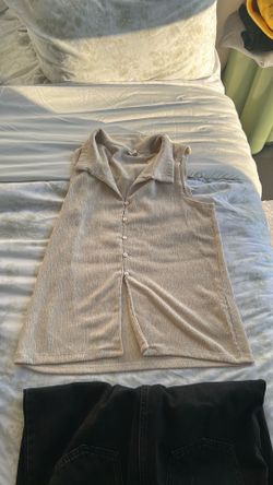 Cream linen tank top