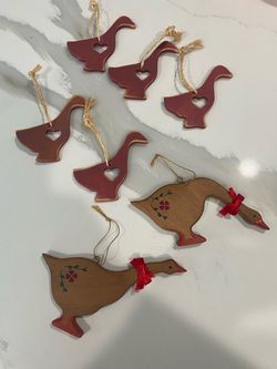 Set of 7 vintage goose ornaments