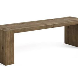 YT0017 Solid Wood Entryway Bench, 59'' Farmhouse Indoor Bench Seat, TV Stand with Sturdy Frame for L