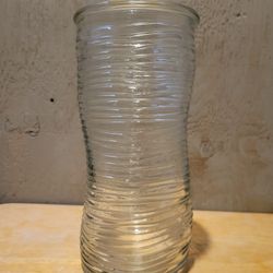 Wavy Ribbed Clear Glass Vase