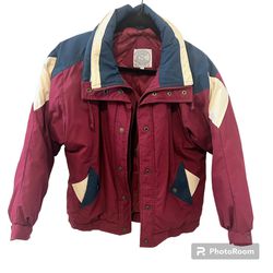 Vintage Current Seen Puffer Jacket Maroon Teal White