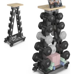 BRAND NEW! 5-Tier A-Frame Dumbbell Rack with Wheels, 300LBS Capacity, Mobile Weight Rack with Phone Holder (Rack Only)
