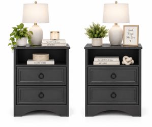 Set of 2 Black Nightstands l