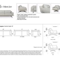 Moroni Mercier 585 Leather Sofa  - Putty