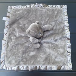 Carters Dark Gray Teddy Bear Lovey Baby Blanket Charcoal Grey Satin Trim Back