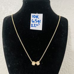 10K Yellow Gold Chain and Pendant For Wedding 6.5Gr 22 Inches Long 