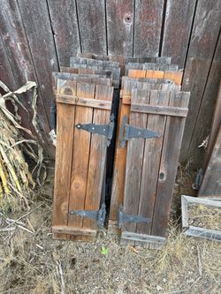 Wood Shutters with Hinges 18 Shutters 3ft. X10”  2 Shutters 4ft. X 10”.
