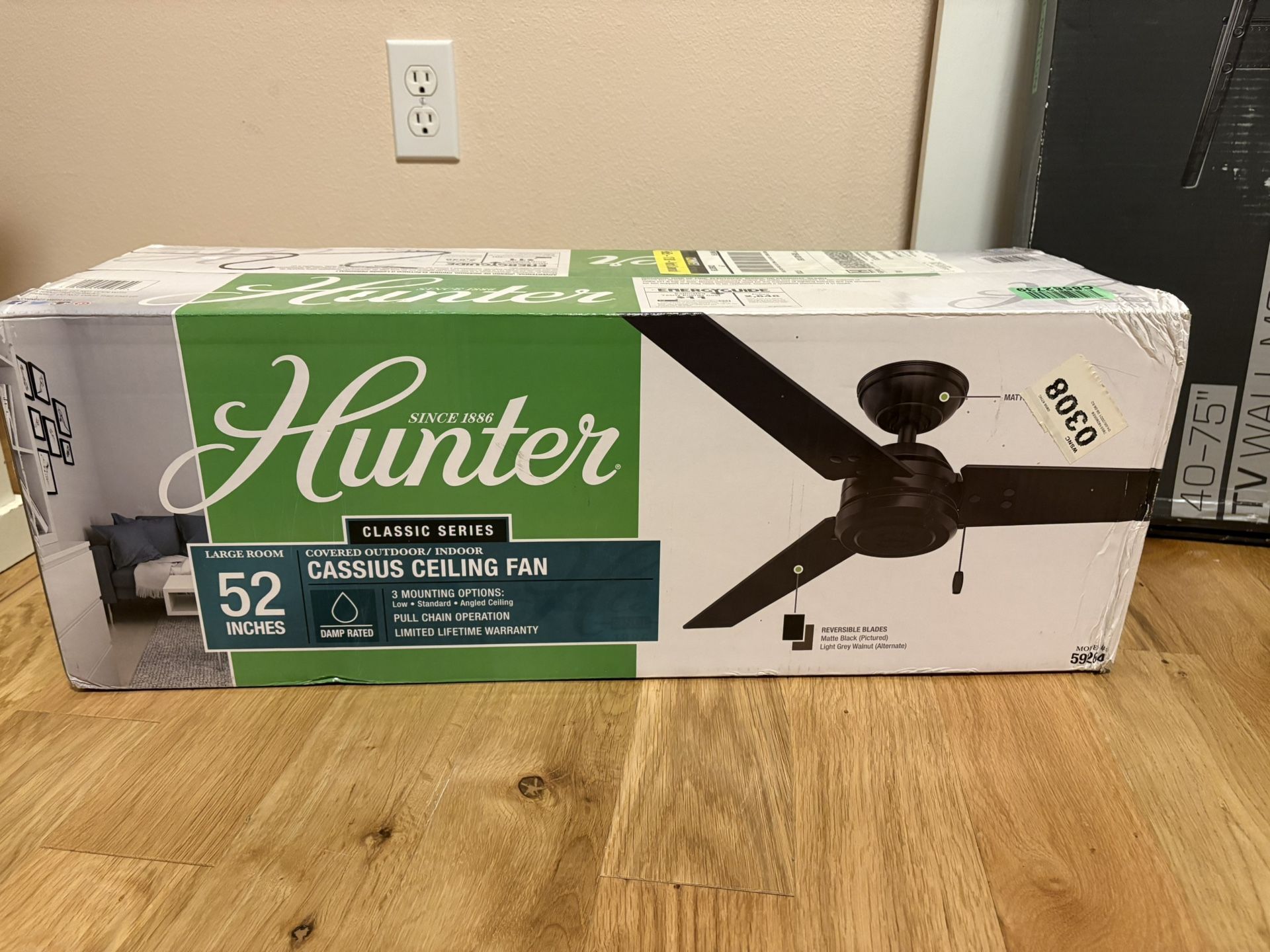 NIB Hunter 52” Ceiling Fan Black