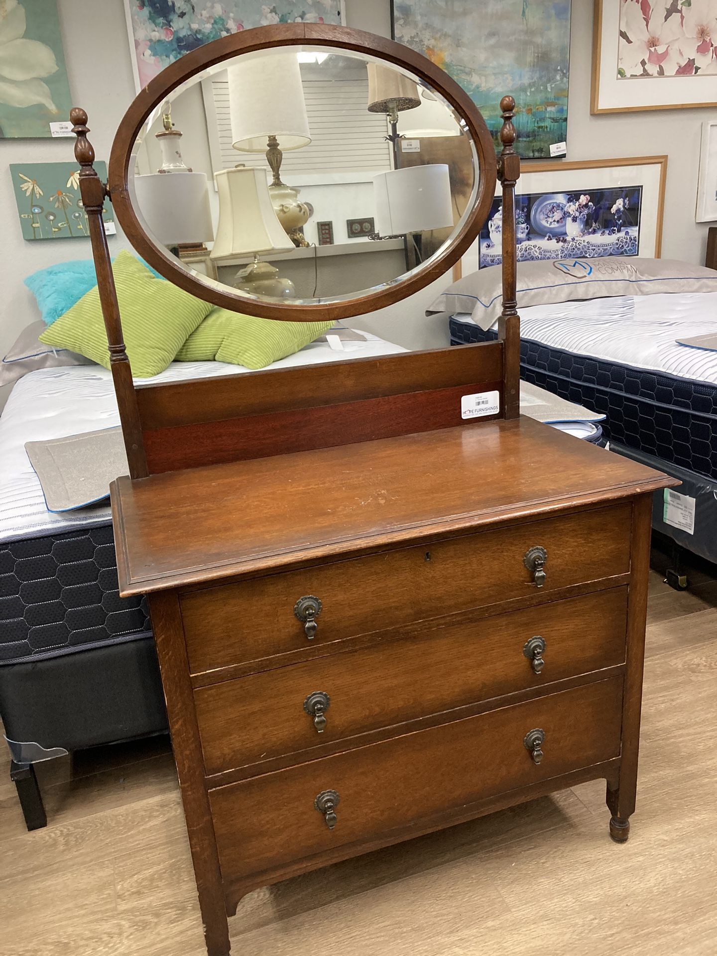 Antique Mahogany Dresser And Mirror