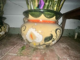 Snake Plant in large Mexican Talavera ceramic planters