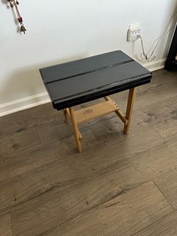 Small Wooden Side Table Black Top