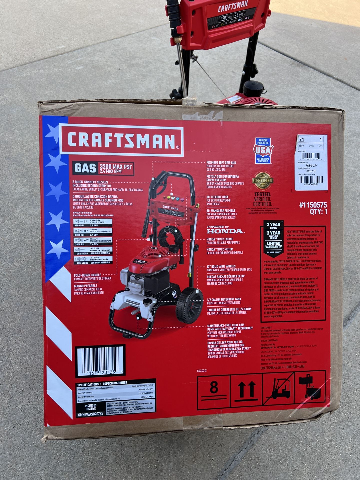 Gas Craftsman Pressure Washer Honda Engine