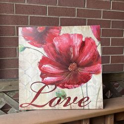 “Love” Wrapped Canvas Wall Art 18” x 18” - Excellent Condition