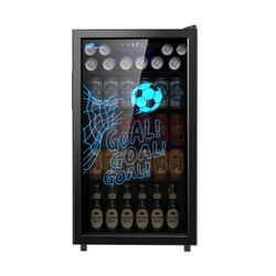 Upstreman 3.2 Cu.Ft Beverage Refrigerator Cooler, 126 Can Mini Fridge with Glass Door for Drink Beer Wine Soda, Digital Temperature Control Drink Frid