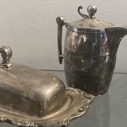 Silver Creamer And Butter Dish