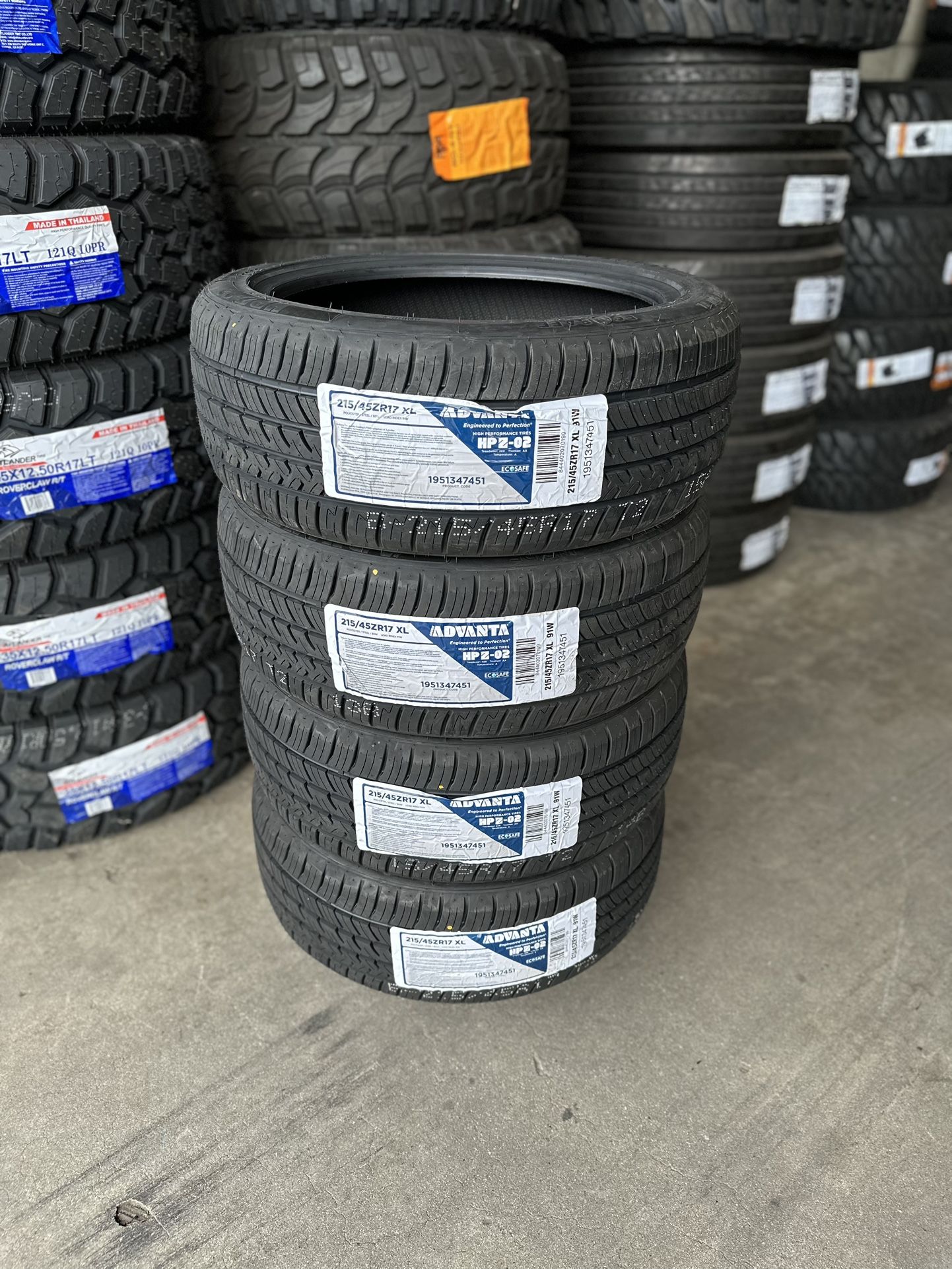 New Set Of (4) 215/45R17 Advanta HPZ02 All Season Tires For Sale 
