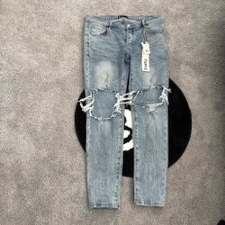 Purple brand jeans light wash distressed