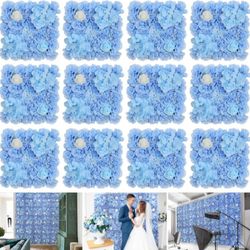 Artificial Flower Wall Panel 15*15 inches - Pack of 12 Silk Roses and Hydrangea 3D Flower Wall Panel Decorative Backdrop for Wedding Arrangements Wall