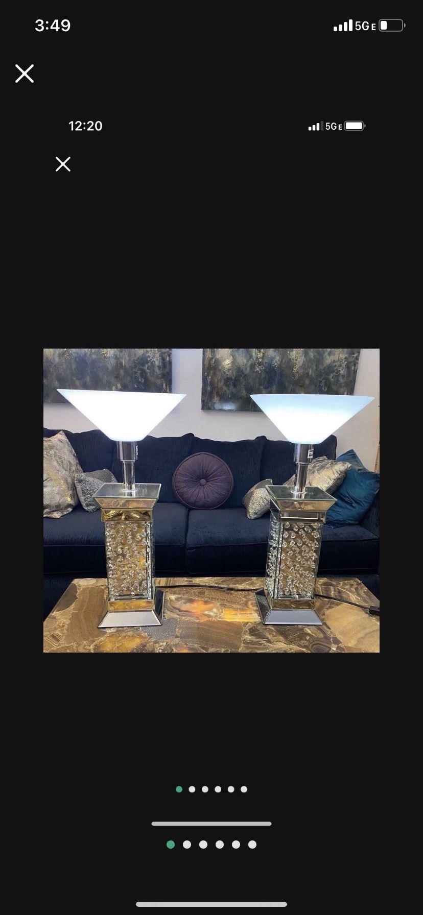 Crystal Lams ( Pair) + Mirror  47x32