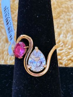 Beautiful pink and crystal zirconia ring