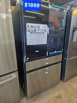 Samsung Bespoke 29 cu. ft. Standard Depth 4-Door French Door Refrigerator in Charcoal Glass/Stainle