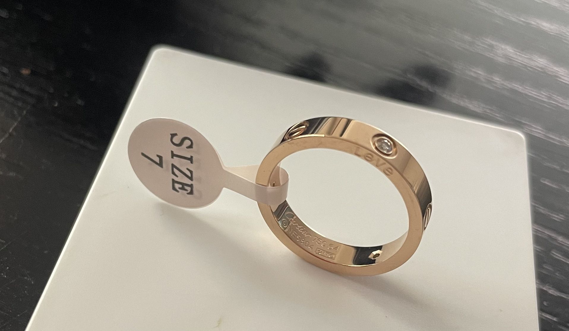 Rose Gold Love Ring With Stones Size 7 