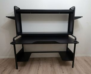 IKEA Black Gaming Desk with Hutch Shelves