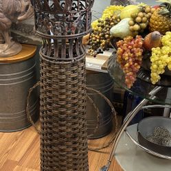 41” tall metal wicker woven plant stand