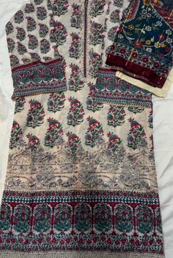 Three piece lawn cotton mix dress