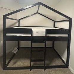 Black Twin House Loft Bed 