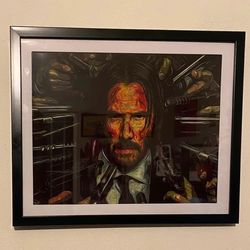 John Wick Custom Art Piece On Black Frame