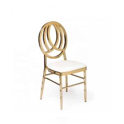 50 Gold Phoenix Metal Chair with White Cushion