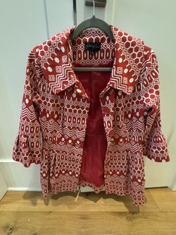 Eden Court Bell 3/4 Sleeve Button-up Flared & Pleated Tail Peacoat (Small)