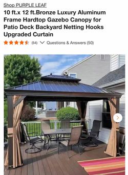 Shop PURPLE LEAF 10 ft.x 12 ft.Bronze Luxury Aluminum Frame Hardtop Gazebo Canopy for Patio Deck Backyard Netting Hooks Upgraded Curtain