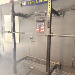 ROGUE R-3W FOLD BACK WALL MOUNT RACK with bar