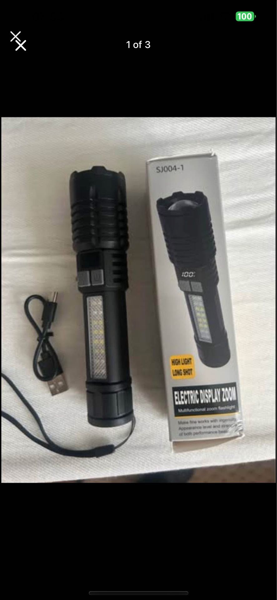 Heinast High Power LED Flashlight Powerful TYPE-C Rechargeable COB Flashlight With Side Light Torch For Outdoor Camping Hiking.