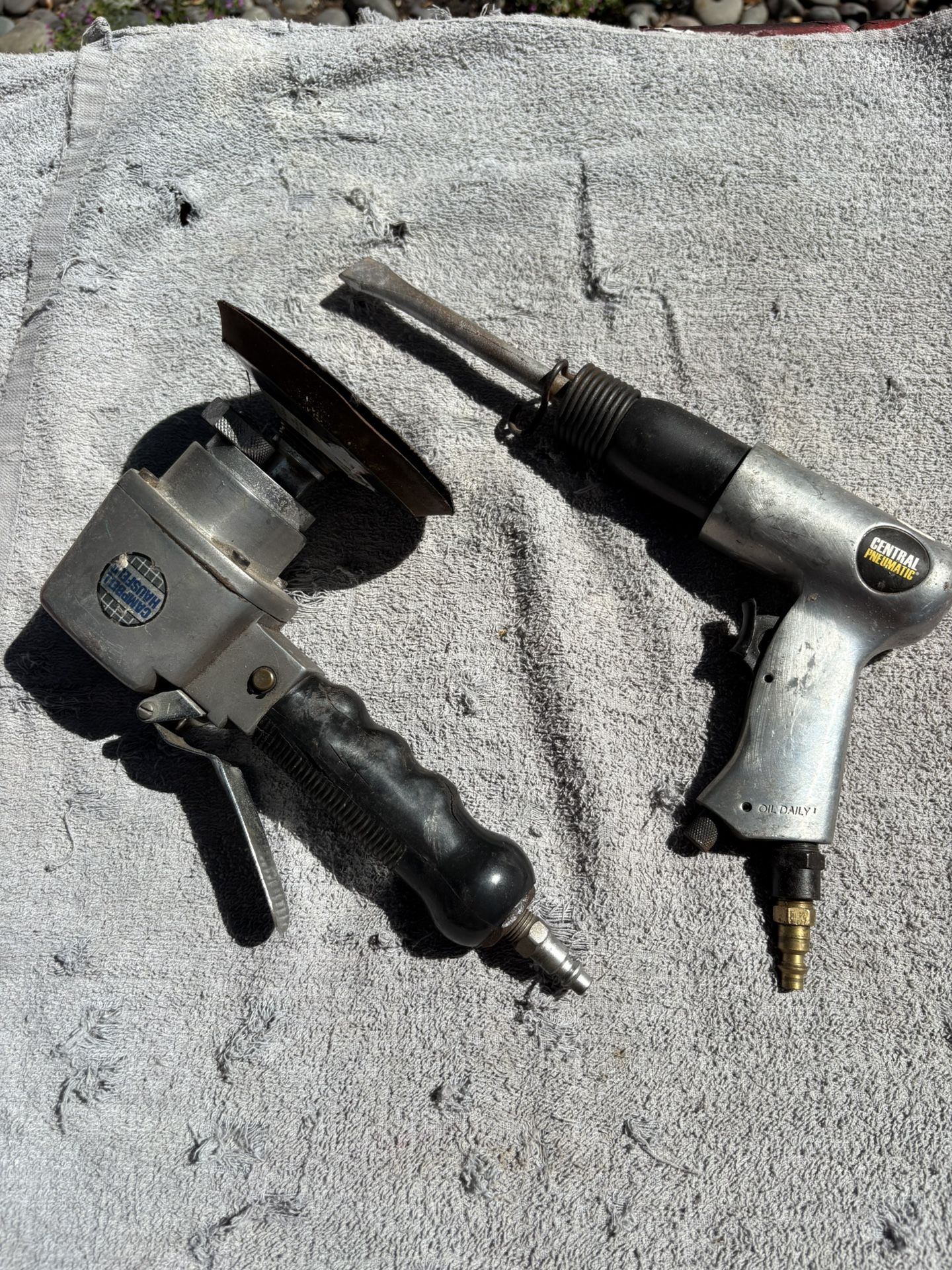 Pneumatic Kit—C. Hausfeld Dual Action Orbital Sander & Cen Pneumatic 90 psi Air Hammer 61244–$25 For Both