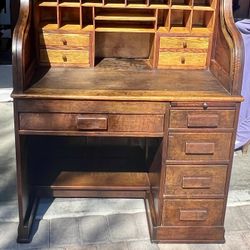 Antique American Oak Roll Top Desk Circa 1880s Great Condition For Age 