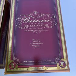 BUDWEISER MILLENNIUM Limited Edition Set Bottle & Four Glasses w/Original Box