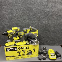 RYOBI ( PCL1400K2 ) ONE+ 18V Cordless 4-Tool Combo Kit with 1.5 Ah Battery, 4.0 Ah Battery, and Charger