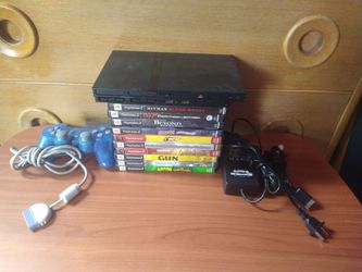 Sony PlayStation 2 Slim SCPH-75001 CONSOLE w/11 Ps2 Games