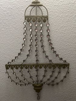 Metal Chandelier Wall Decor with Crystal Beads