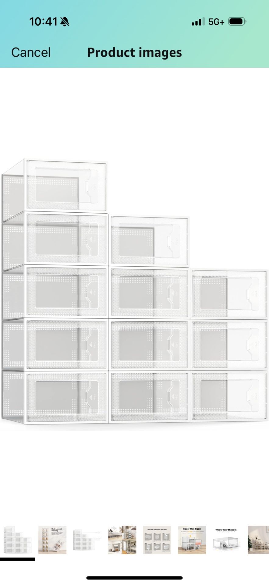 X-Large Shoe Storage Box Fit Size 11, Clear Plastic Stackable Shoe Organizer for Closet, Space Saving Foldable Shoe Rack Sneaker Container Bin Holder,