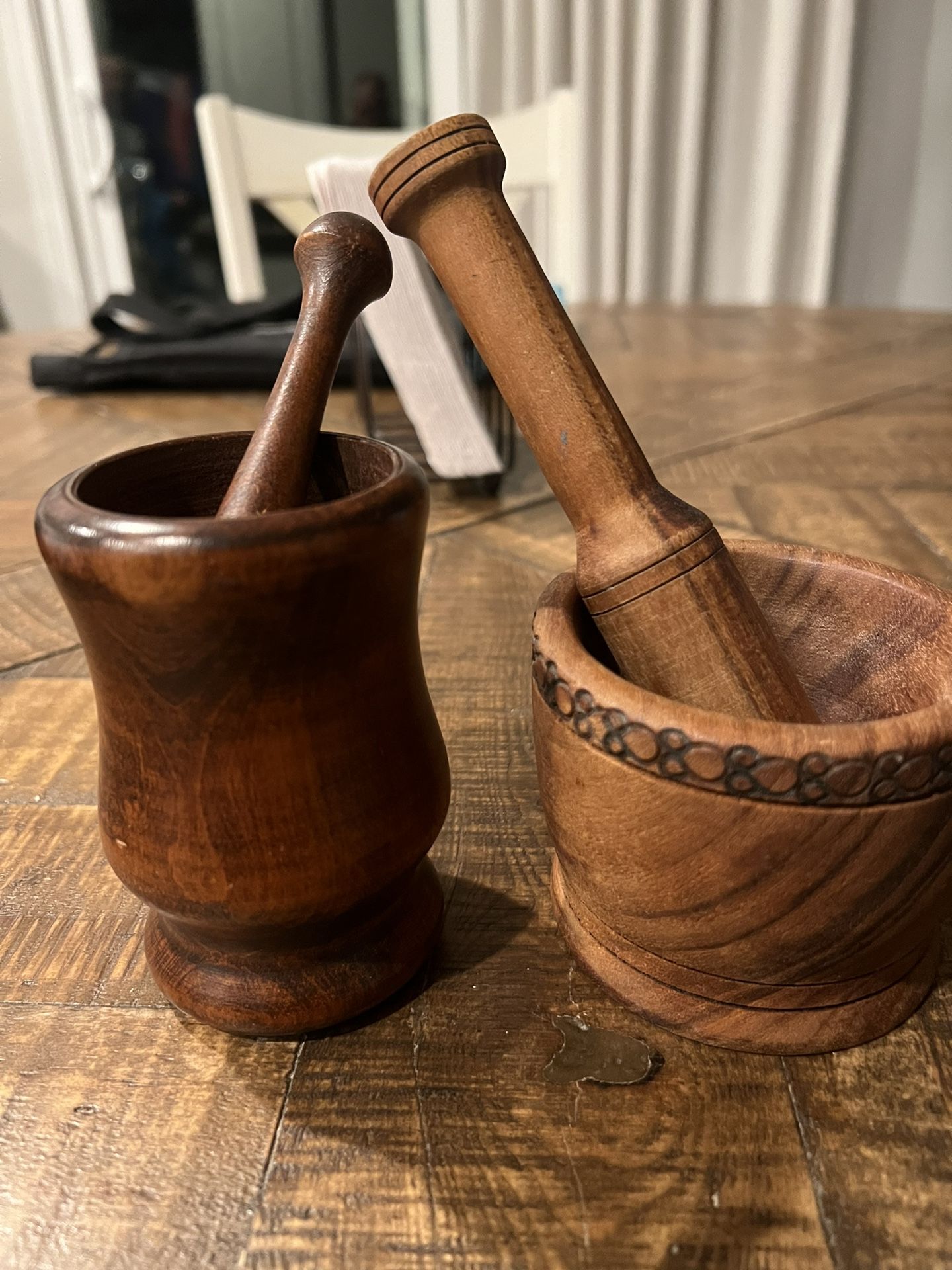 2 Antique Spice Mortar And Pestles 