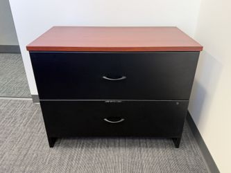 Global Commercial 2-Drawer Lateral File Cabinet - Cherry/Black