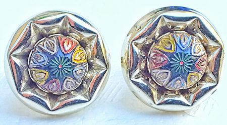 Unusual vintage glass and gold finished metal unsigned cufflinks