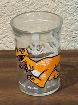 Vintage 1988 Welch’s Dinosaur Jelly Jar Glass - 4” Tall