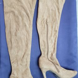 Size 7.5 tan faux suede over-the-knee boots